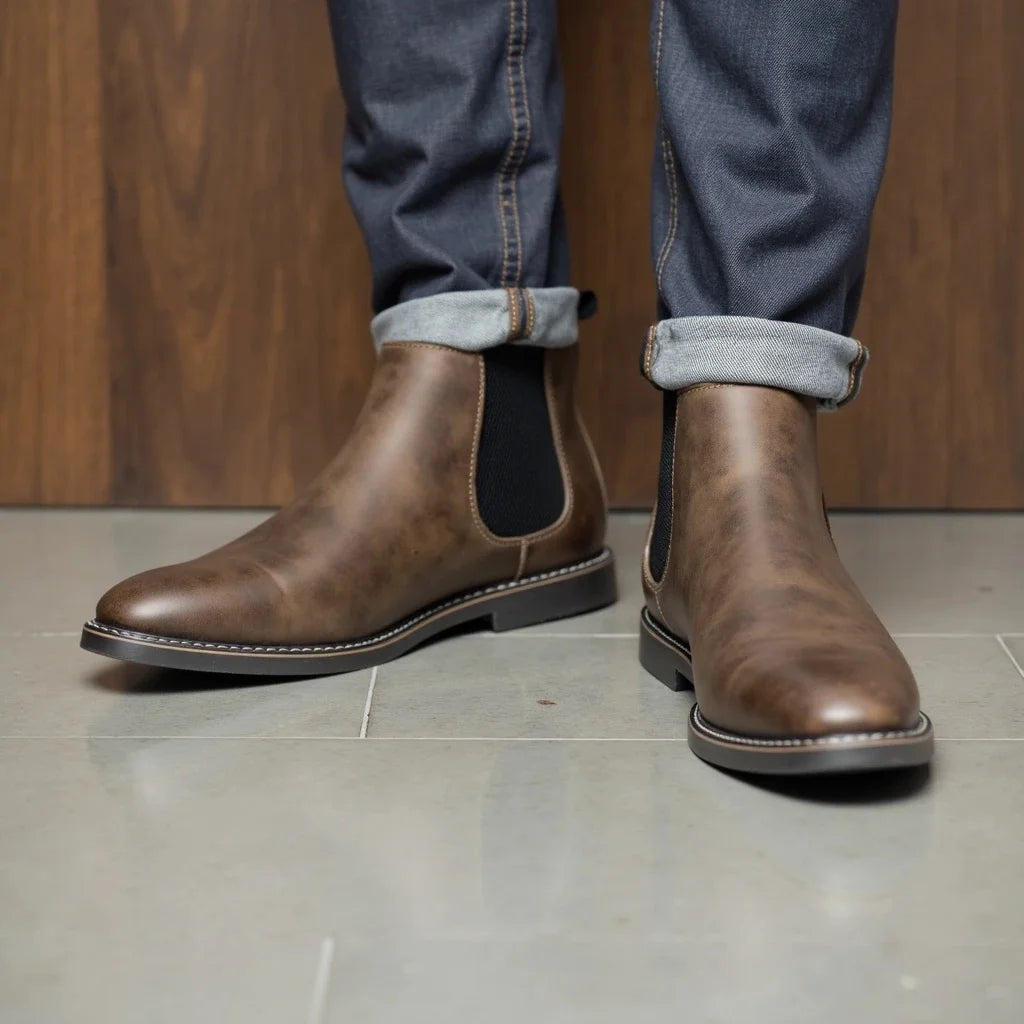 Men's 2026 Casual Comfortable Retro Chelsea Boots Fashion Leather
