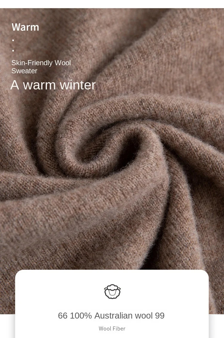 2025 Men's 100% Merino Wool Cashmere V-neck Sweater Pullover Smart Casual Basic Long Sleeve Knitwear Clothes Tops Autumn Winter