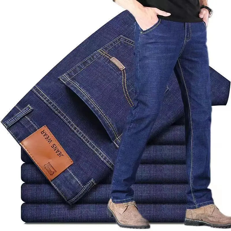 2026 Men NEW Men's Fashion Business Jeans Classic Style Casual Stretch Slim Jean Pants Male Brand Denim Trousers Black Blue Mens