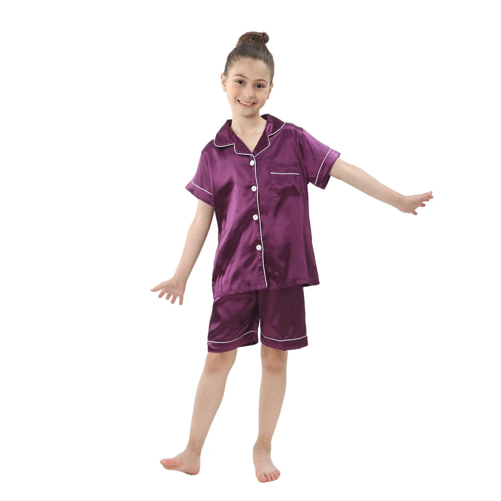 Kids Loungewear - Children Sleepwear | Home Clothing for Kids | Pajama Set for Girls in Silk Satin | Baby Nightgowns