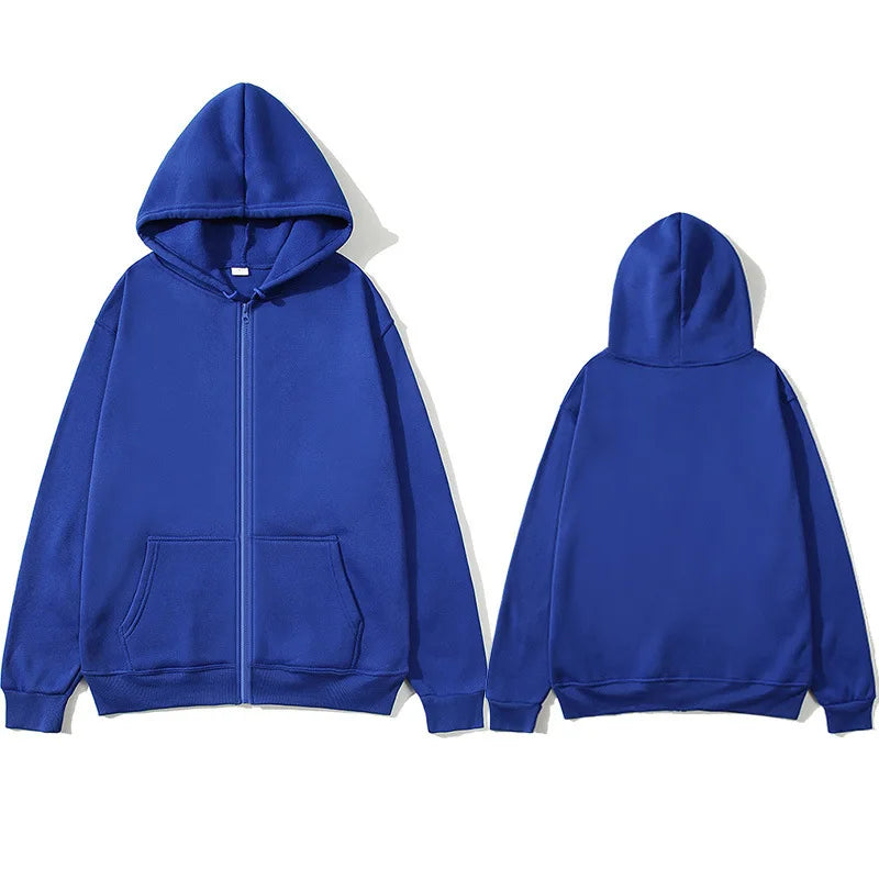 Casual Fashion Black Gray Blue Zip Hip Hop Sportswear Sweatshirt