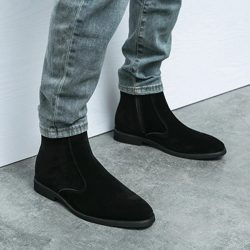 New Arrival Nubuck Suede Leather Boots Men High Top Trend Retro Boots Personality Fashion Mens Casual Chelsea Winter Ankle Boots