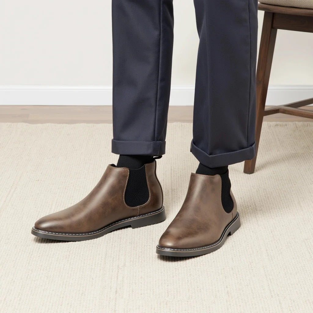 Men's 2026 Casual Comfortable Retro Chelsea Boots Fashion Leather