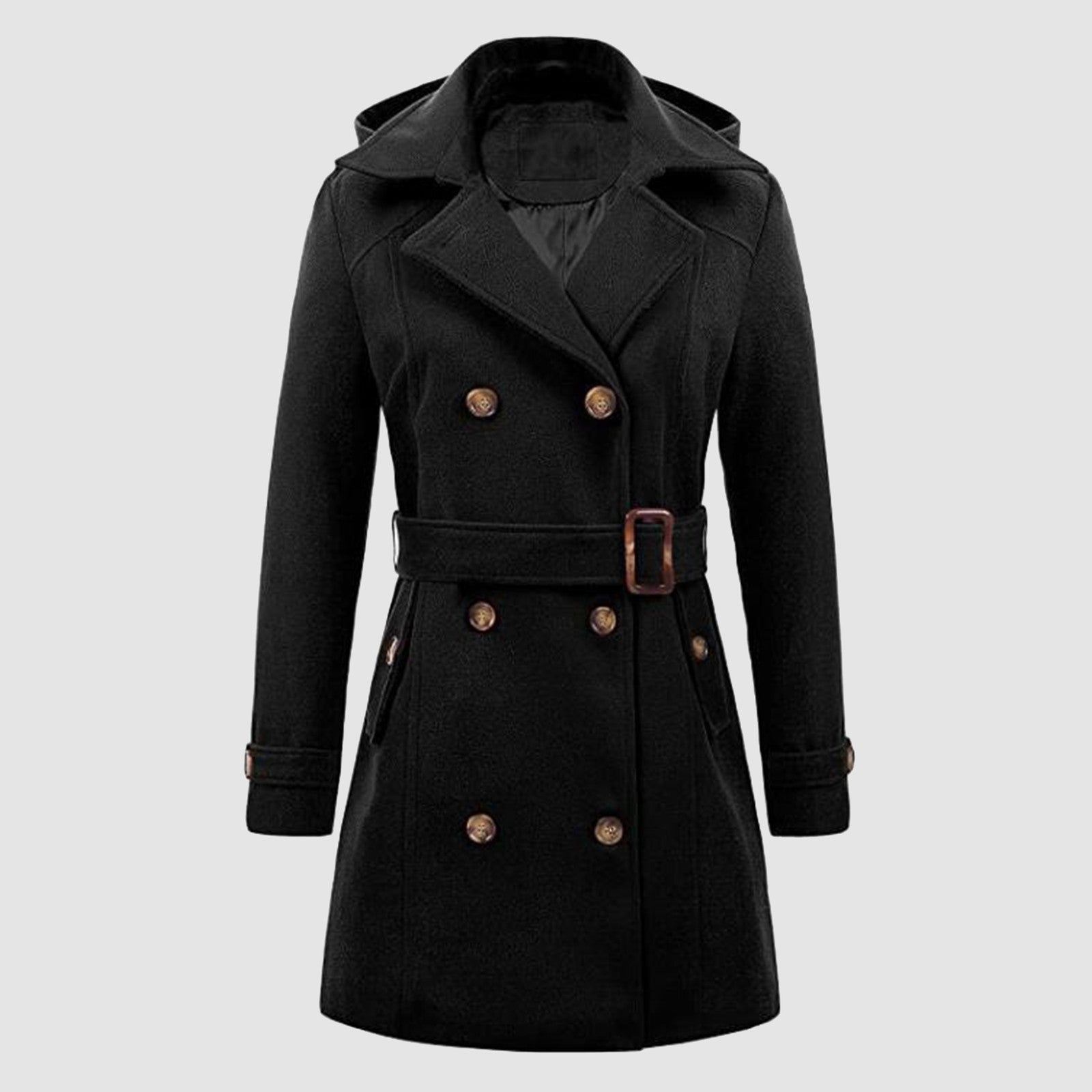 Winter Jackets For Women Autumn Winter Hooded Vintage Thicken Sheepskin Jacket With Lace Up Lapel Collar Long Sleeve Jackets