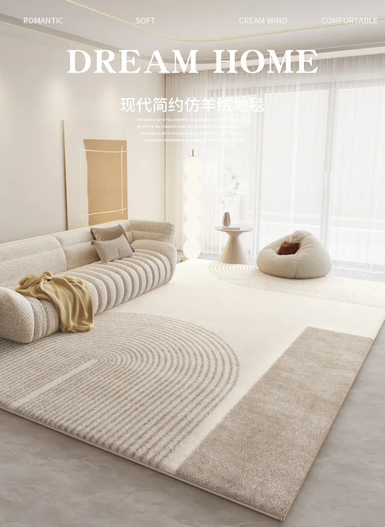 Soft Cream-Colored Thickened Non-Slip Carpet Plush Rug for Living Room Bedroom Home Sofa Coffee Table Anti-Cold Floor Mat