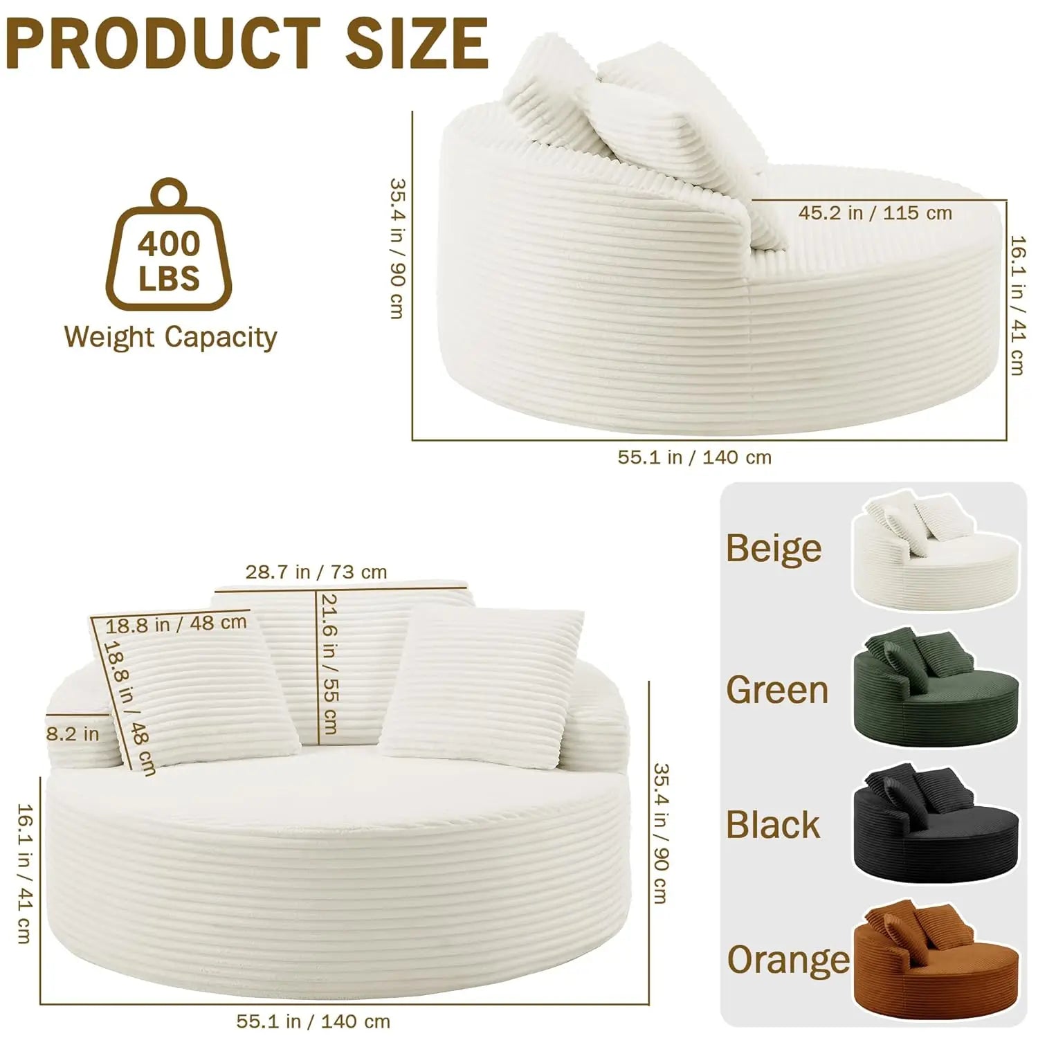 Oversized Round Chaise Lounge