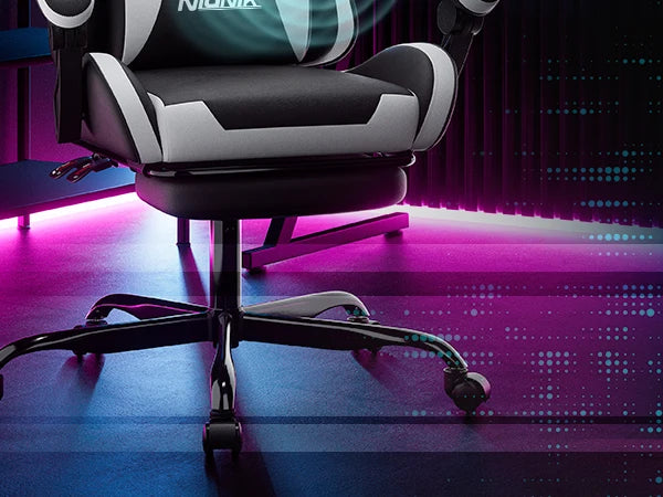Gaming Chair with Massage Ergonomic Desk Chair Footrest Headrest Rotatable Chair for Office and Gamers