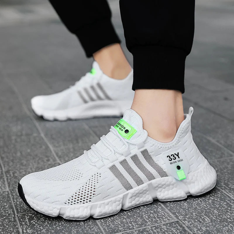 Breathable Mesh Men's Shoes Trendy Lightweight Walking Flats Plus Size Male Tennis Sneakers Outdoor Running Fitness Shoes 2024