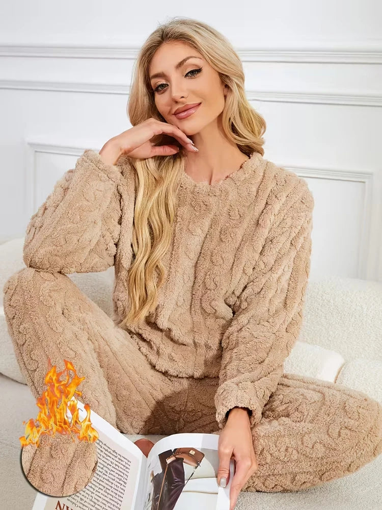 Two-Piece Warm Pajama Set, Thick Coral Velvet Home Wear