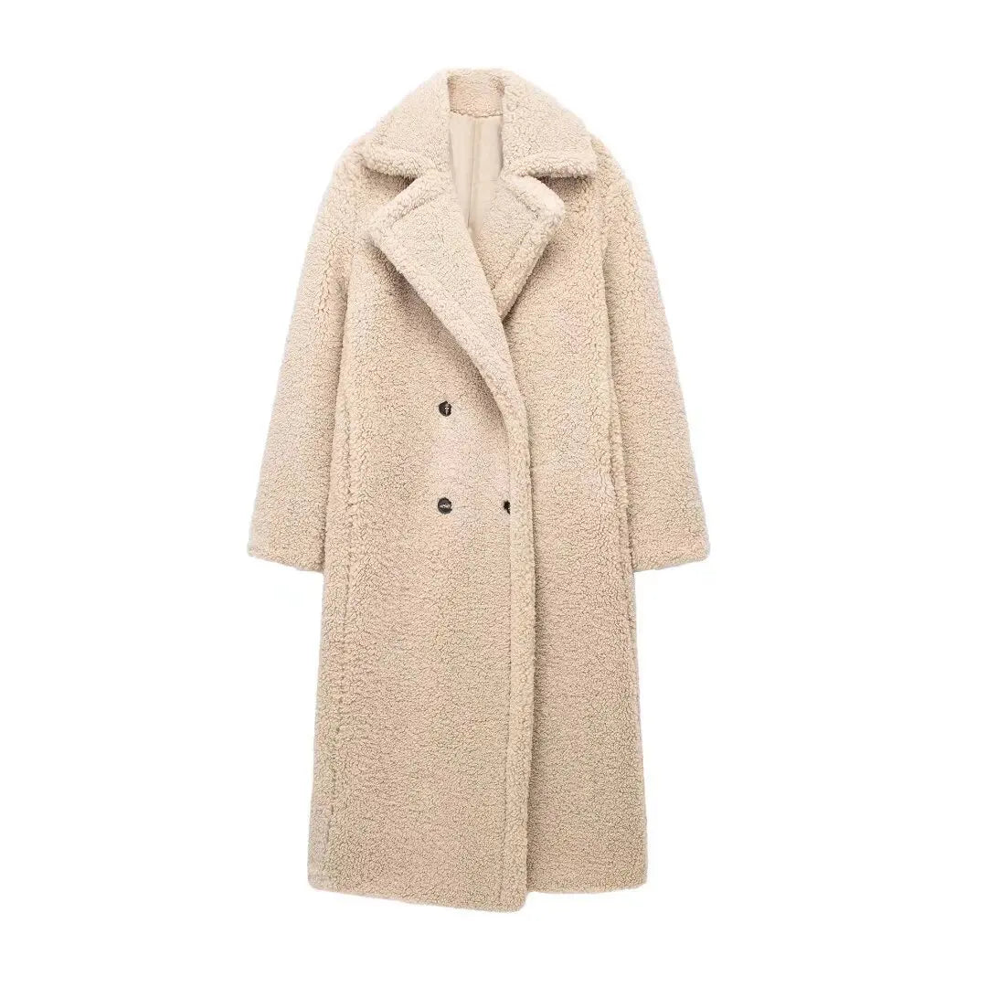 Long Coat for Women with Turn Down Collar - Warm, Thick Work Y2K Streetwear Elegant Jackets for Autumn/Winter 2025
