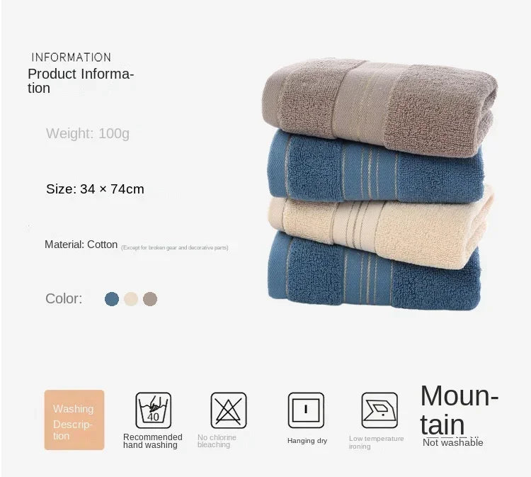 Soft Skin-Friendly Pure Cotton Towel - Thickened Quick Absorbent Quick Dry Face Towel, Durable Lightweight Shower Travel Use