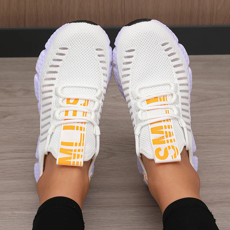 Women's Sports Shoes Mesh Lightweight Soft Sole Jogging Strap Breathable Fashion Sports Walking Casual Tennis Flat Shoes for Men