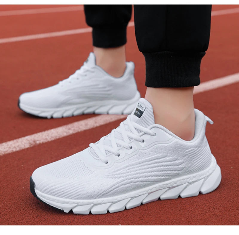 Spring Flying Knitted Breathable Running Shoes Sports Women Casual Shoes Soft Sole Couples Men And Women Small White Shoes