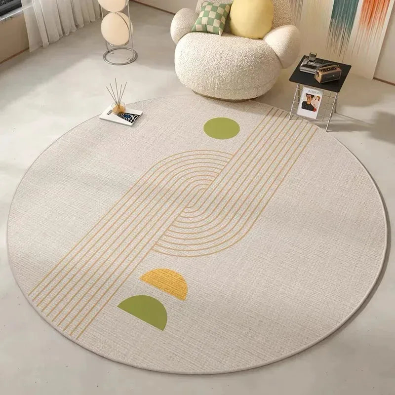 VIKAMA Modern Minimalist Round Rug Non-slip, Stain-resistant Sofa, Recliner, Bathroom, Laundry Room Rug Home Decor