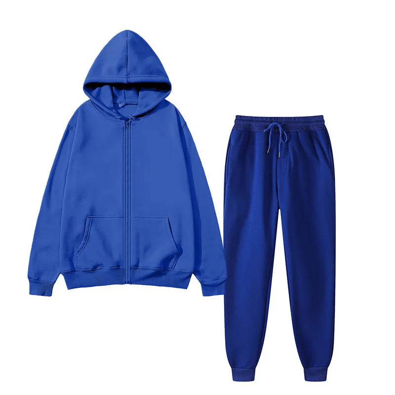 Unisex solid color sportswear set, fashionable and casual, autumn