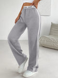 2026 Trendy Parachute Pants for Women - Oversized Loose Fit Trousers with Contrast Waistband and Double Stripes for Casual Streetwear