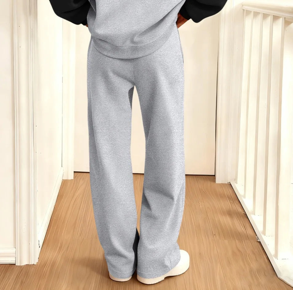 Classic Women's Fleece Lined Wide Straight Leg Sweatpants Winter Warm Casual Jogger Sports Trousers Bottom Daily Comfort Fit