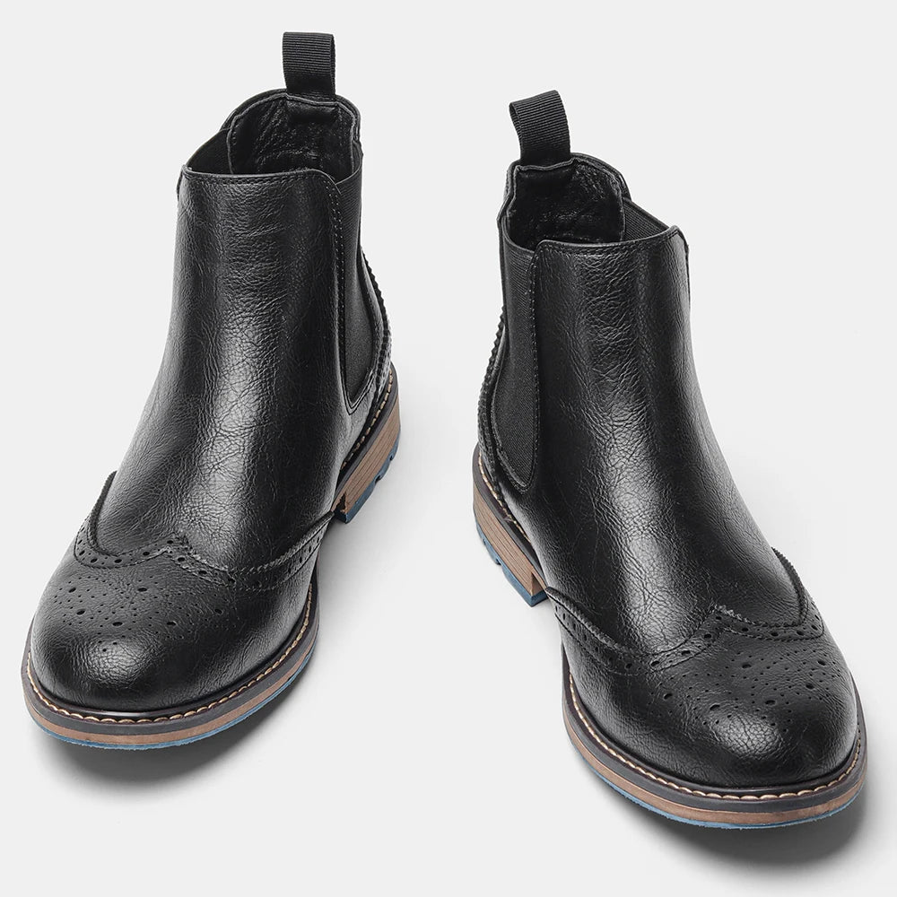 2026 Classic Red Wine Chelsea Boots for Men Fashionable Men Boots Casual Men Ankle Boots