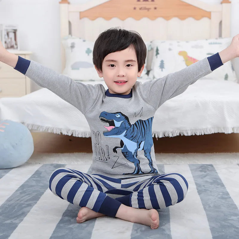 Kids Pajamas for Boys 2 3 4 5 6 7 8 9 10 11 12 13 14 Years Cotton Sleepwear Set Dinosaur Pyjamas Green Children Pijamas Clothing