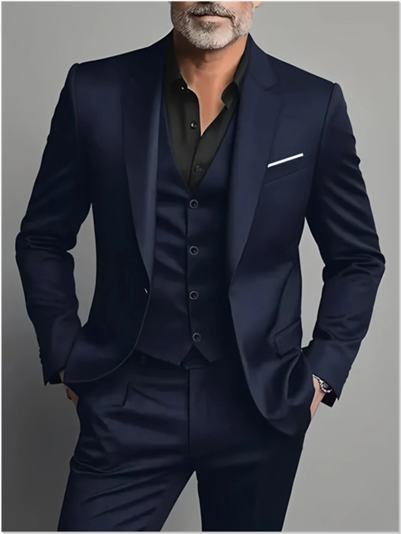 Elegant Men's Suit Sets - Slim Fit Tuxedo Set for Weddings & Formal Occasions, Black Suit