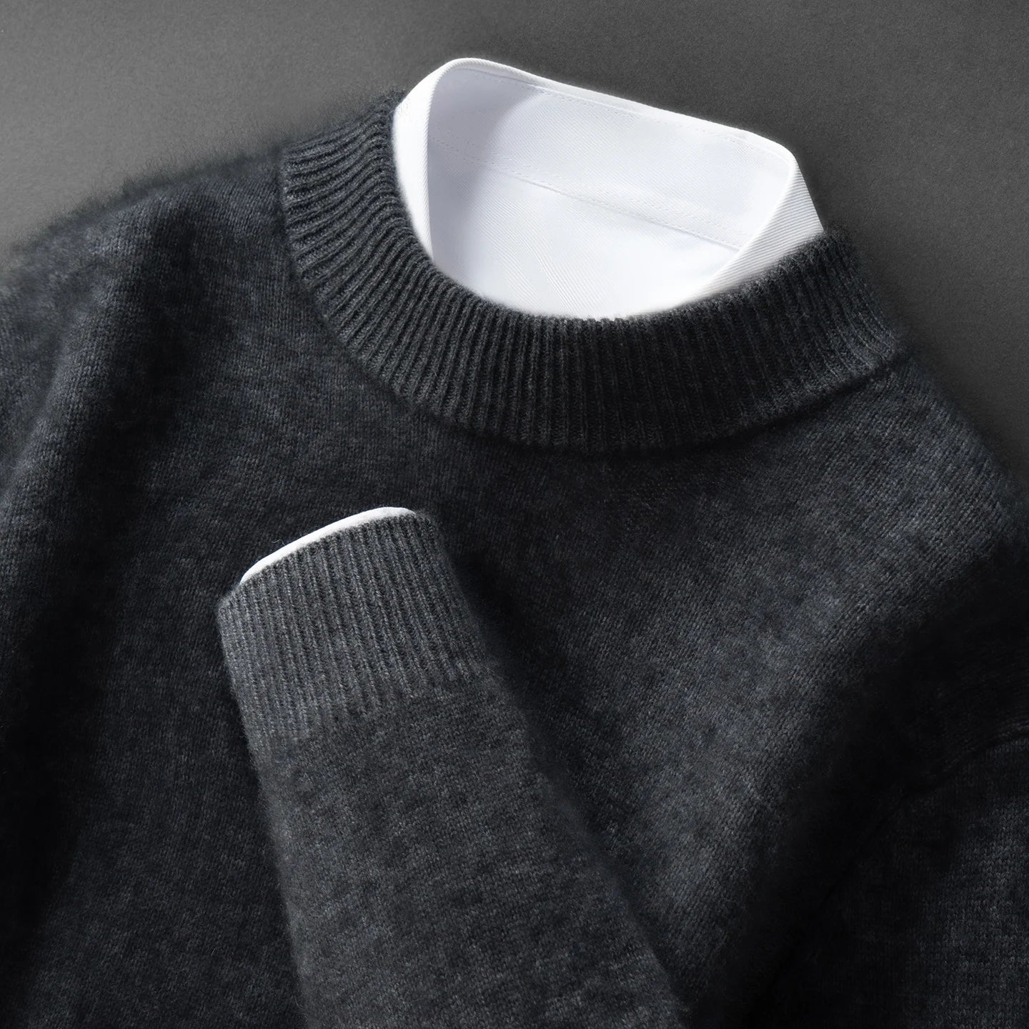 ZOCEPT Natural Cashmere Mock Neck Pullover Men Cashmere Sweater Soft Warm Jumpers Quality Casual Business Knitwear Basic Tops