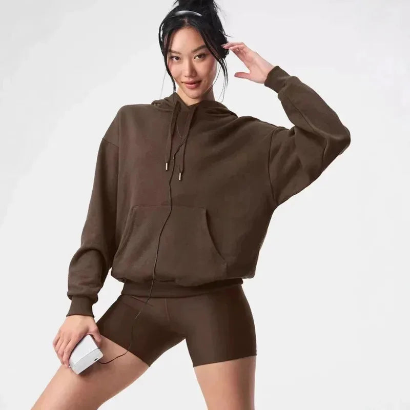 Women Fleece Lined Slim Fit Hoodie Soft Skin-Friendly Lightweight Warm Pullover Casual Hooded Sweatshirt for Daily Wear