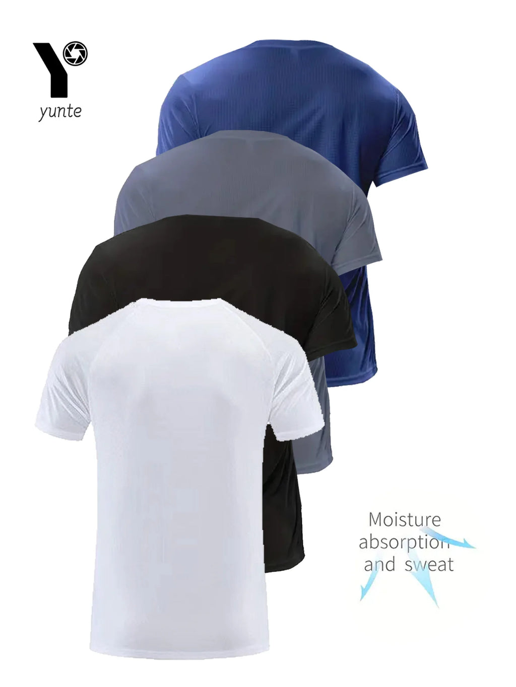 Round Neck T-Shirt 4-Color Black and White Gray Navy Ultra-Light Men's Quick-Drying Breathable Sweat-Absorbent Shirt