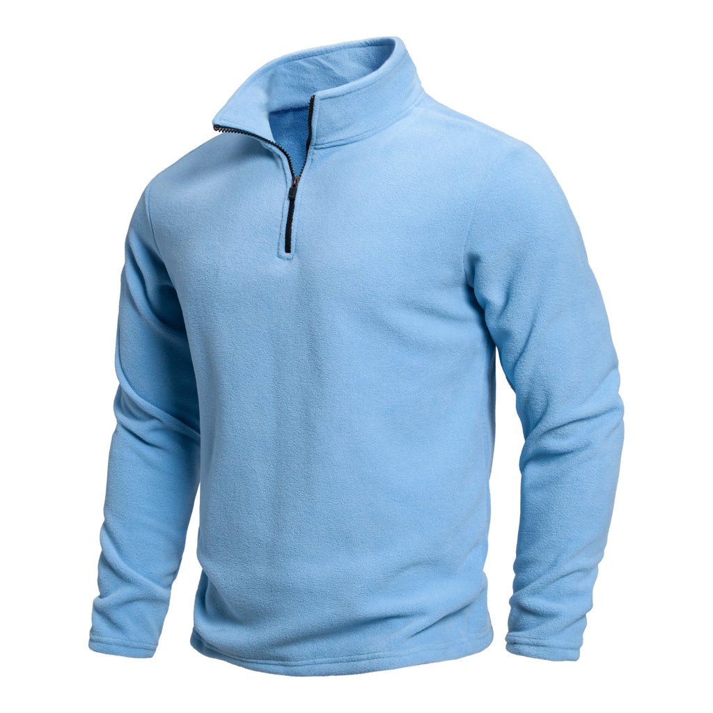 Men's Winter Outdoor Warm Fashion Pullover, Warm and Comfortable Half Zip Solid Color Cardigan for Men