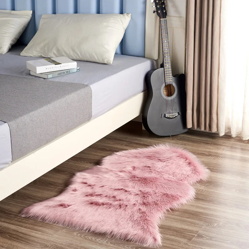 Faux Fur Rug, Fluffy Pink Small Sheepskin Rug, Ultra Soft 2x3 Ft Mat, Machine Washable Shag Mats, Nursery Throw for Bedroom rug