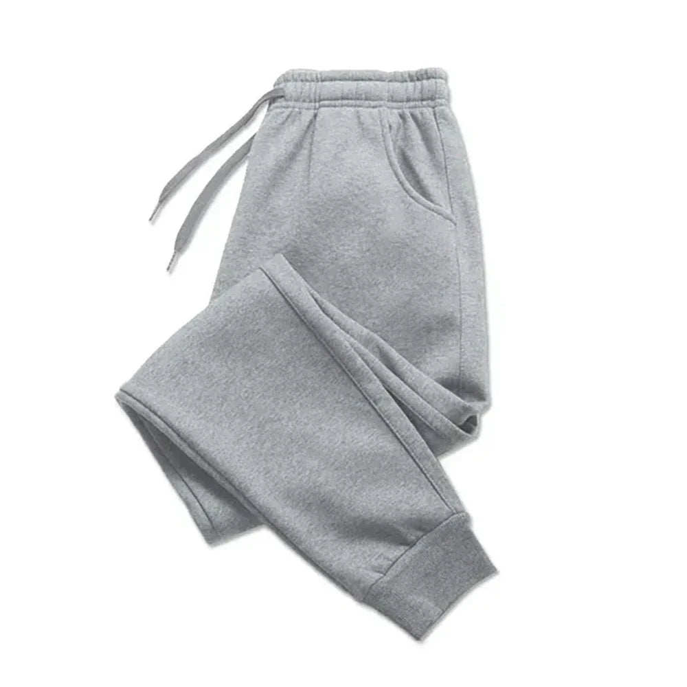Men's Casual Fleece Sweatpants for Autumn Winter - Running Jogger Sports Gym Trousers - Solid Color Workout Long Pants