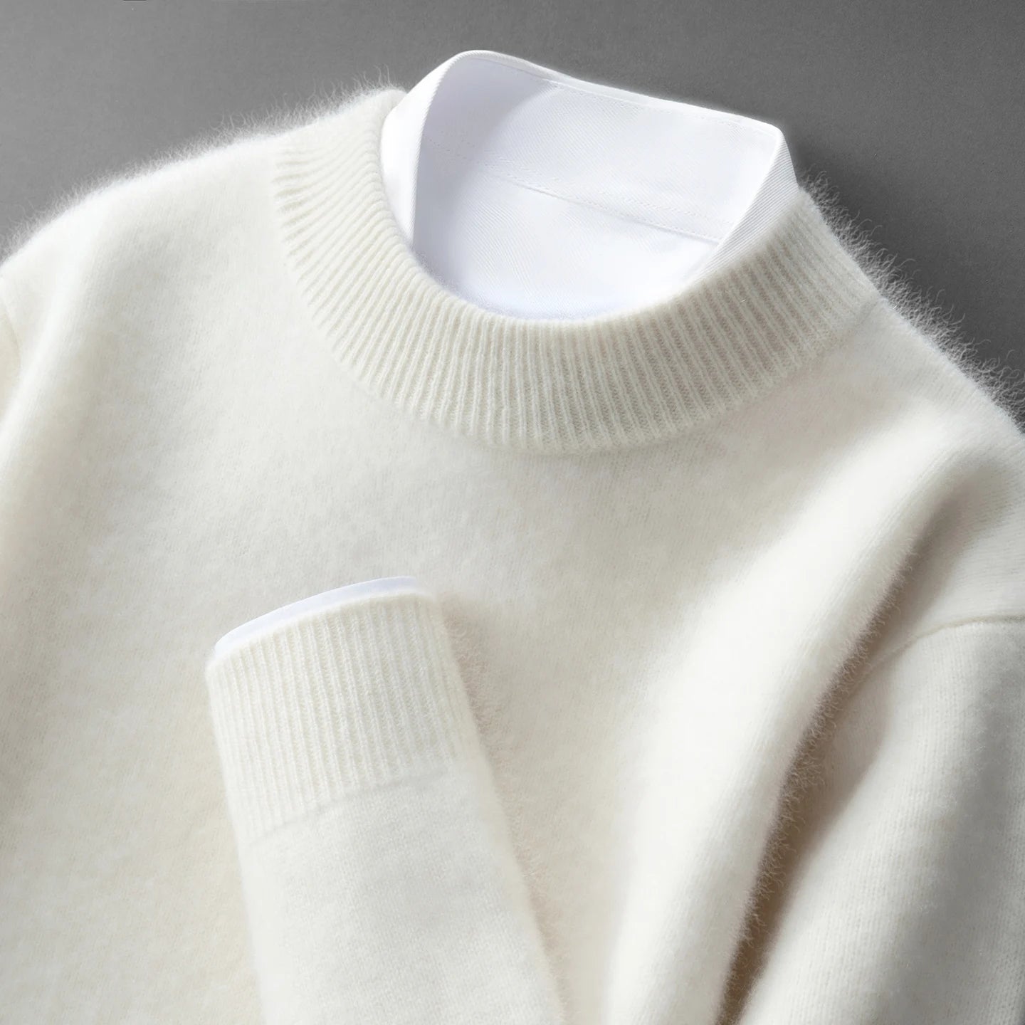 ZOCEPT Natural Cashmere Mock Neck Pullover Men Cashmere Sweater Soft Warm Jumpers Quality Casual Business Knitwear Basic Tops