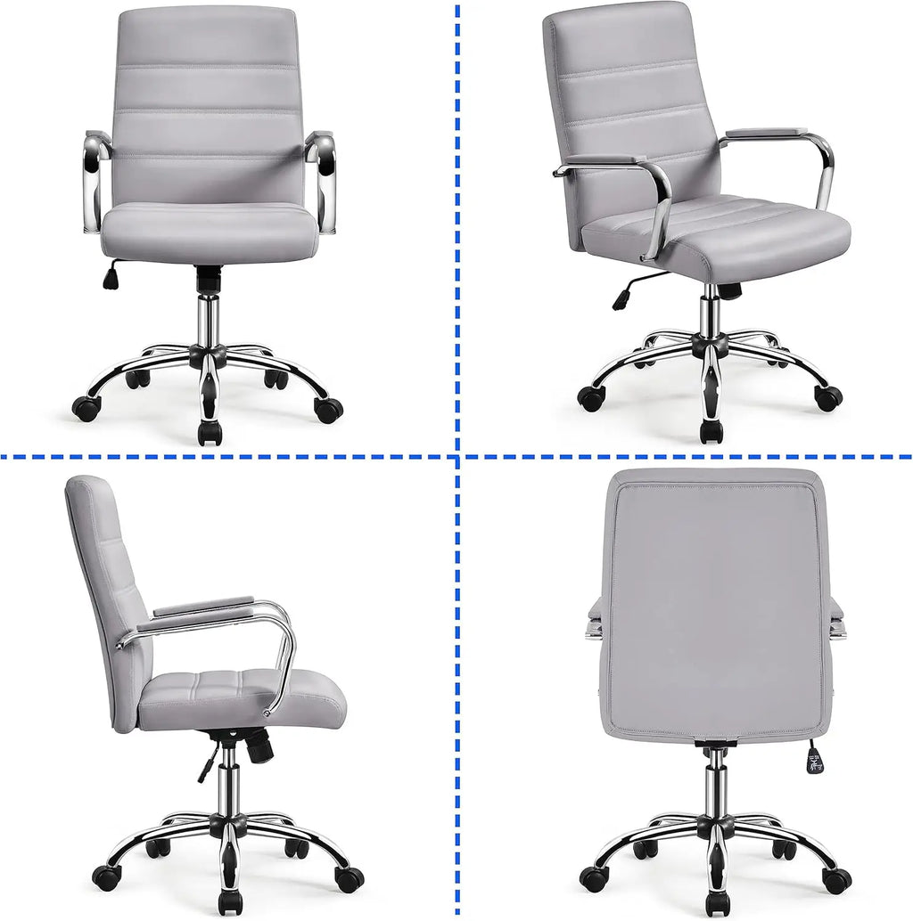 Adjustable Swivel Office Chair with PU Leather, Height Control & Armrests for Comfort