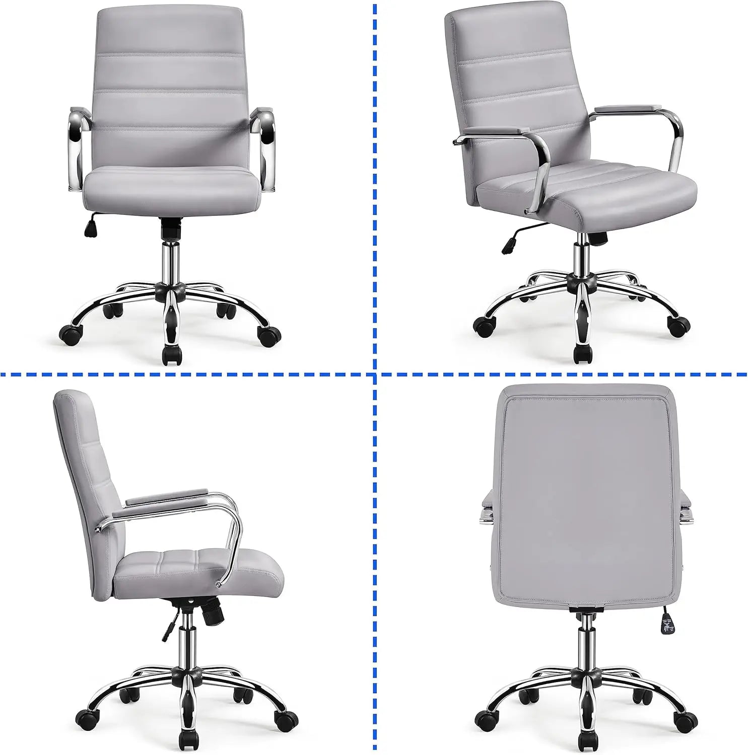 Adjustable Swivel Office Chair with PU Leather, Height Control & Armrests for Comfort