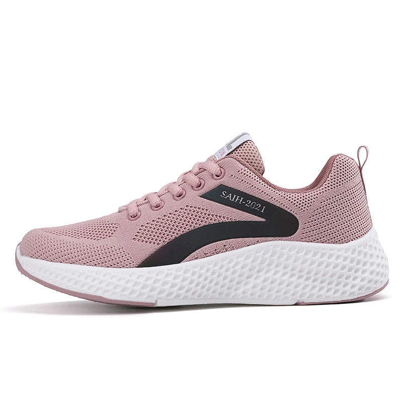 Women's Sports Shoes Comfortable Running Shoes Flying Knit Versatile Lace-Up Casual Shoes For Women Breathable And Fashionable
