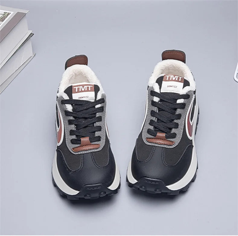 Autumn Winter Chunky Sneaker Women Retro Running Shoes Fashion Casual Fabric Breathable Height Increased Platform Shoes