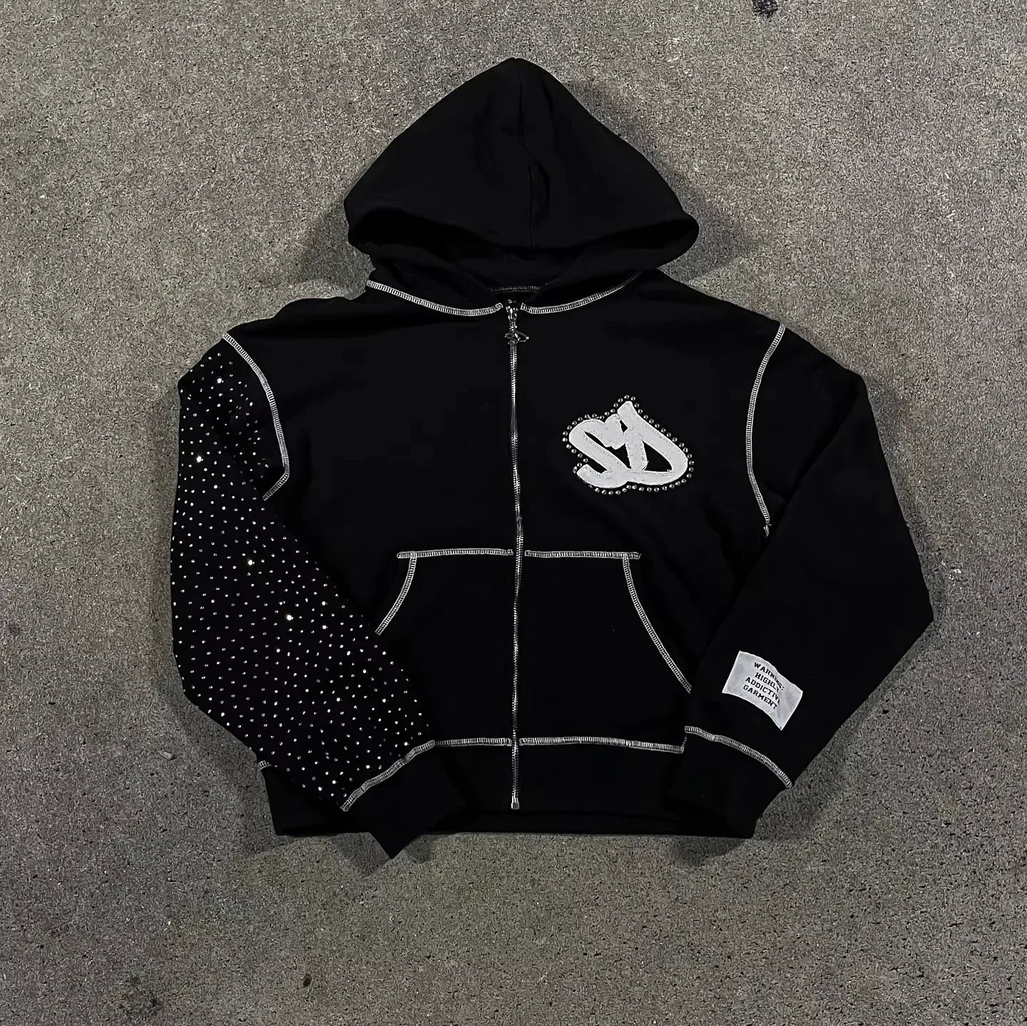 European and American Fashion Trends Joker Pattern Embroidered Zipper Hoodie Women Street Hip Hop Retro Casual Sweatshirt Unisex