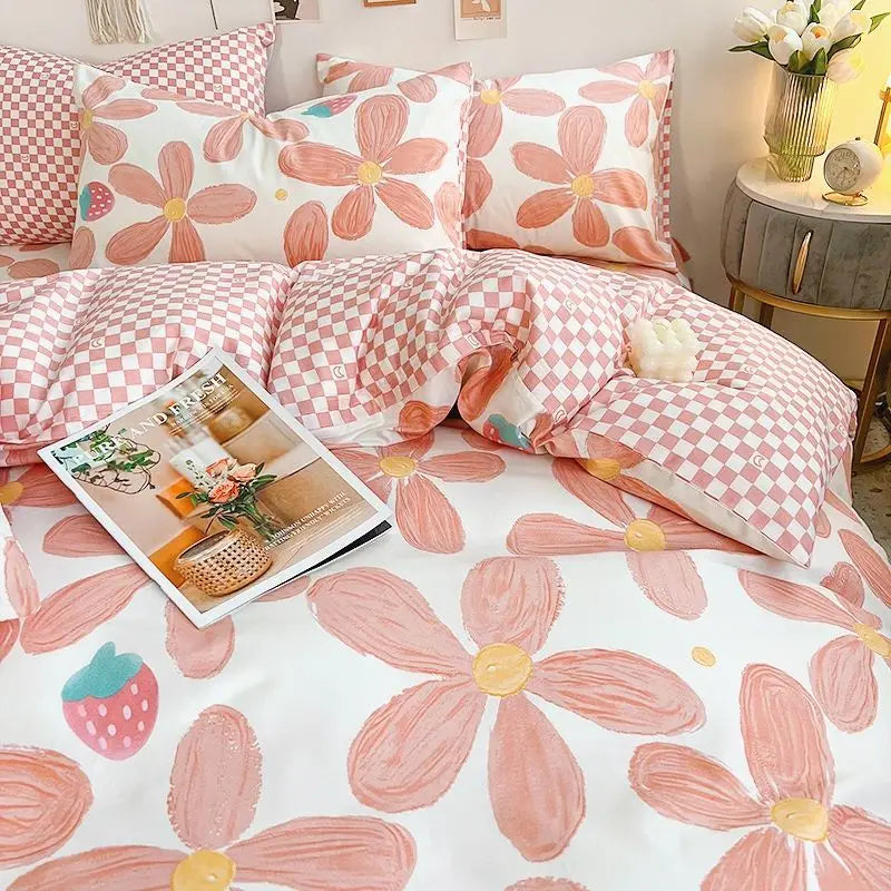 Pink Floral Bedding Set | Duvet Cover for Bed