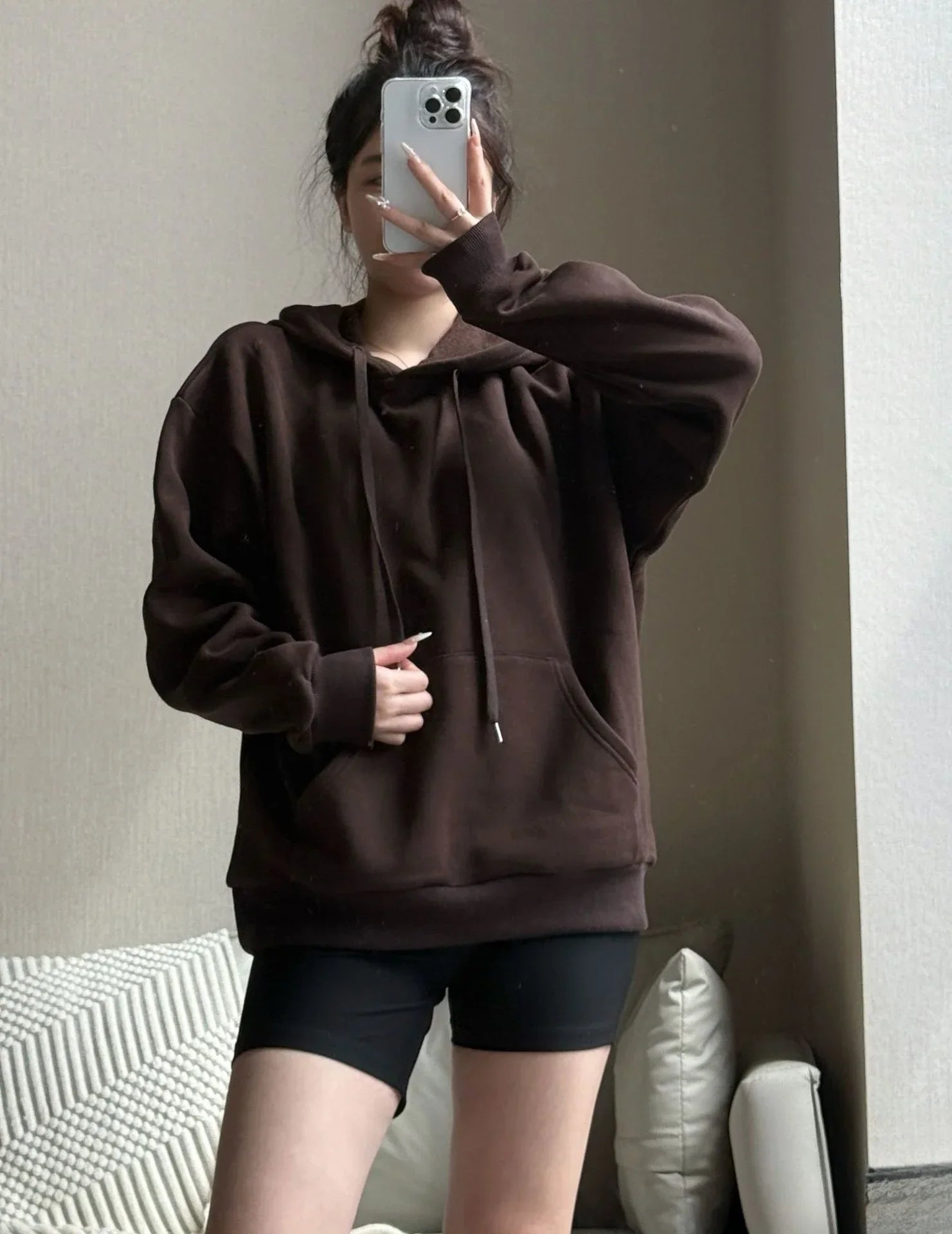 Women Fleece Lined Slim Fit Hoodie Soft Skin-Friendly Lightweight Warm Pullover Casual Hooded Sweatshirt for Daily Wear