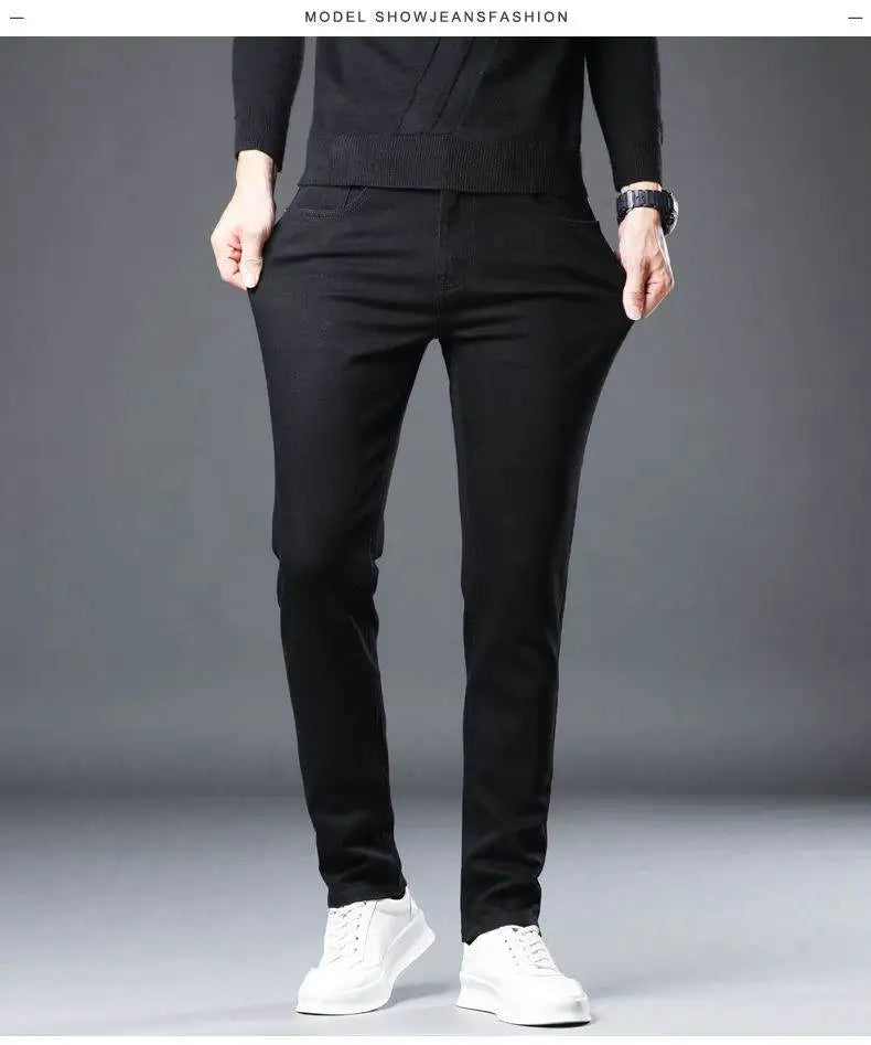 2026 Spring New Arrival Men's Black Jeans, Blue Stretch Denim Pants, Business Casual Shopping Trousers, Asian Sizes 28-40