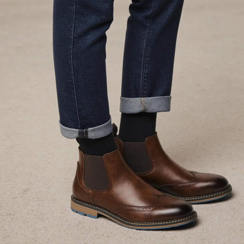 2026 Classic Red Wine Chelsea Boots for Men Fashionable Men Boots Casual Men Ankle Boots