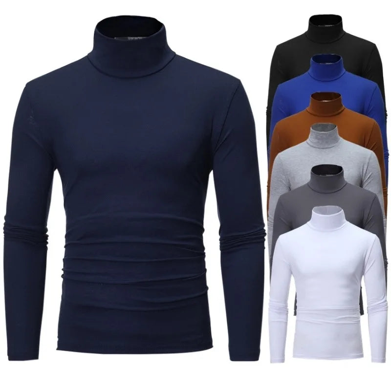 Thermal Underwear Tops for Men - Winter Clothes Thermal Shirt - Autumn Men's Winter Tights - High Neck Thin Slim Fit Long Sleeve T-shirt