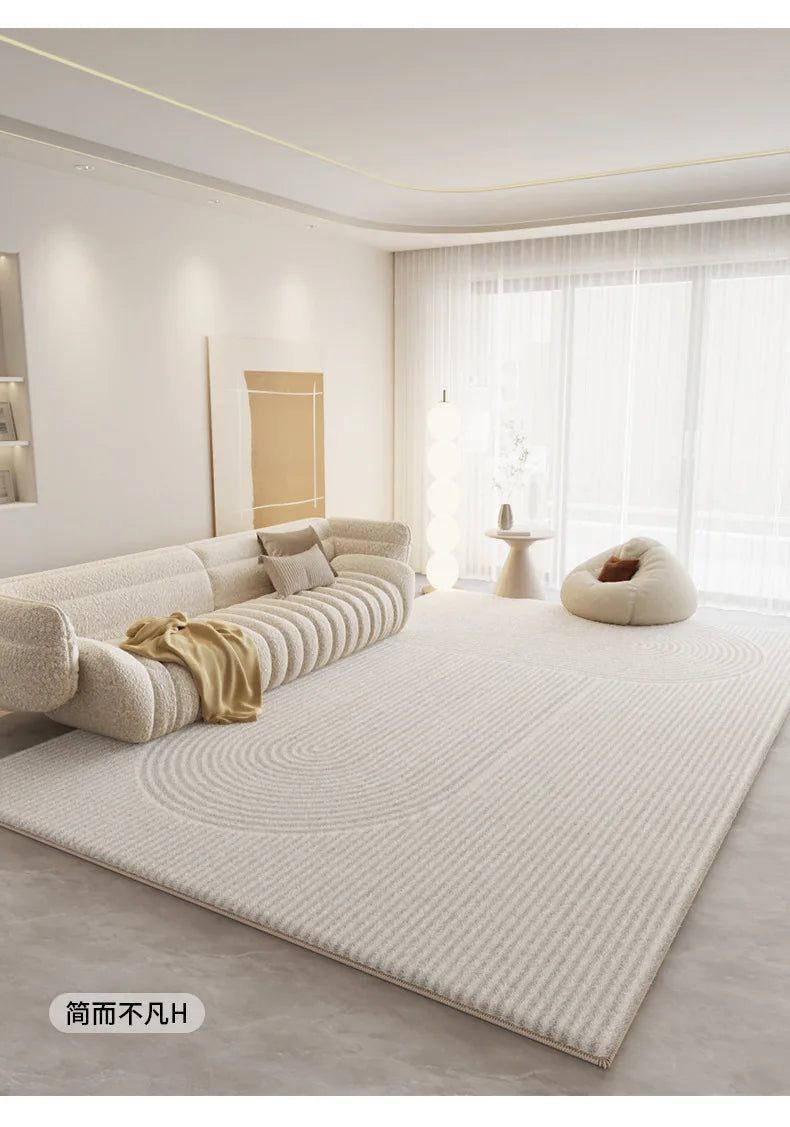 Soft Cream-Colored Thickened Non-Slip Carpet Plush Rug for Living Room Bedroom Home Sofa Coffee Table Anti-Cold Floor Mat