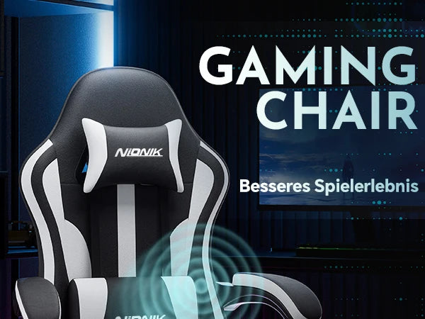 Gaming Chair with Massage Ergonomic Desk Chair Footrest Headrest Rotatable Chair for Office and Gamers