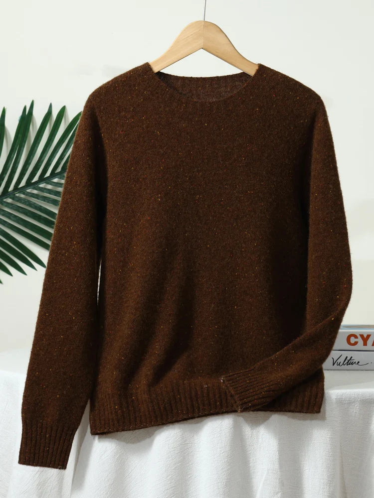 ZYCZCXX Women's Clothes 100% Merino Wool Round Neck Long-Sleeved Sweater 2025 New Pullover Autumn Winter Thick Colored Sweater