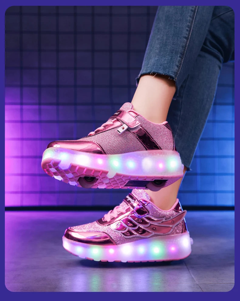 Outdoor Deformation Parkour Skates - Dual-Use Sneakers Roller Shoes for Children, Boys, Girls, Adults, Men, Women, Unisex Roller Skates