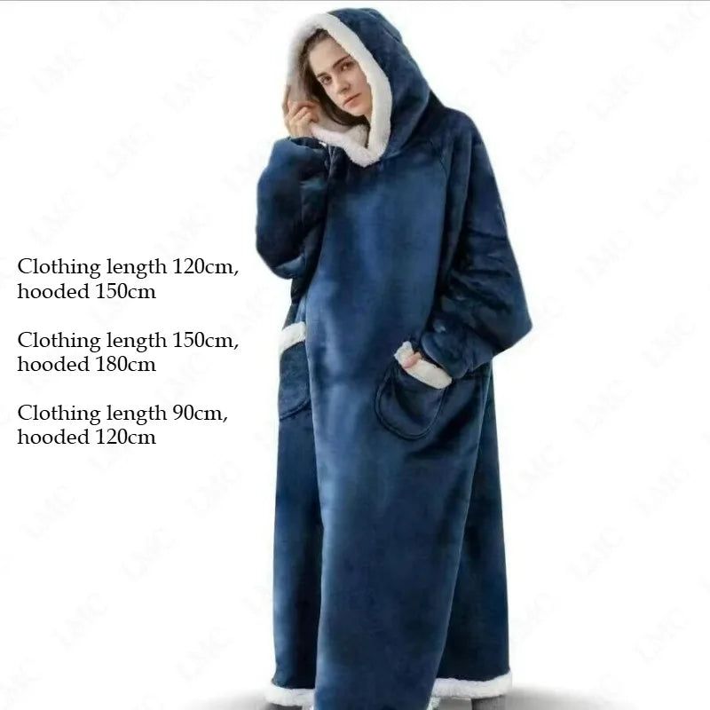Super Long Flannel Blanket 180and150cm Pyjamas with Sleeves Winter