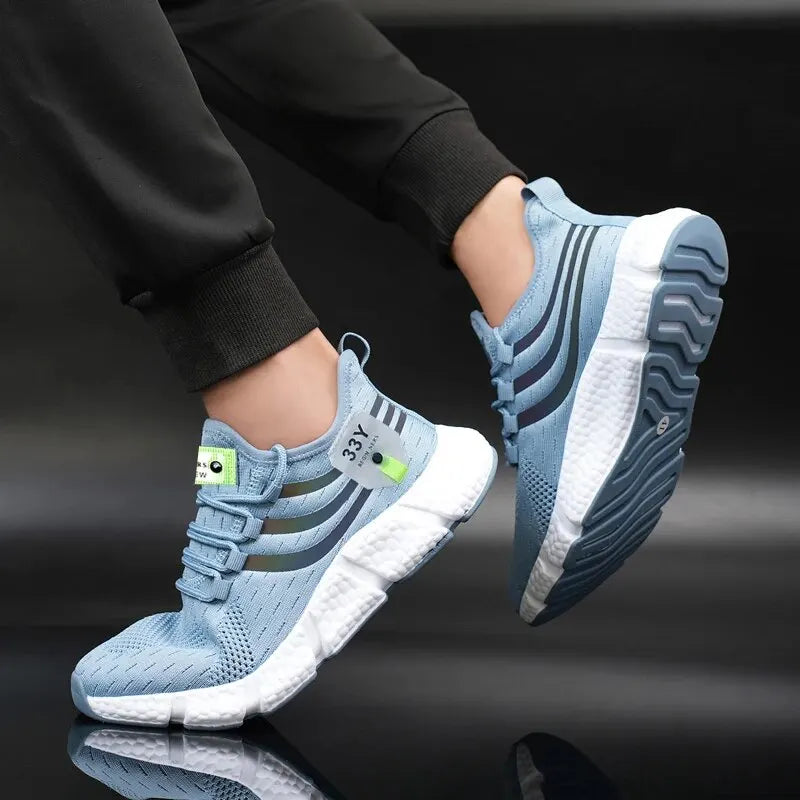 Men's Casual Sport Shoes Breathable Lightweight Sneakers Outdoor Mesh Black Running Shoes Athletic Jogging Tennis Walking Shoes