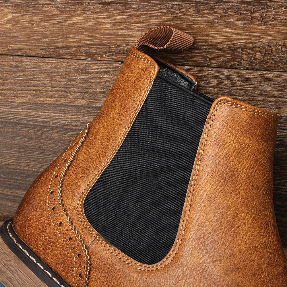 2026 Classic Red Wine Chelsea Boots for Men Fashionable Men Boots Casual Men Ankle Boots
