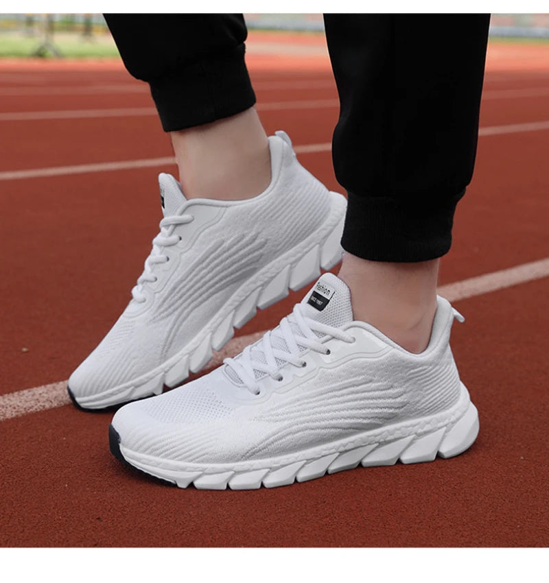 Spring Flying Knitted Breathable Running Shoes Sports Women Casual Shoes Soft Sole Couples Men And Women Small White Shoes
