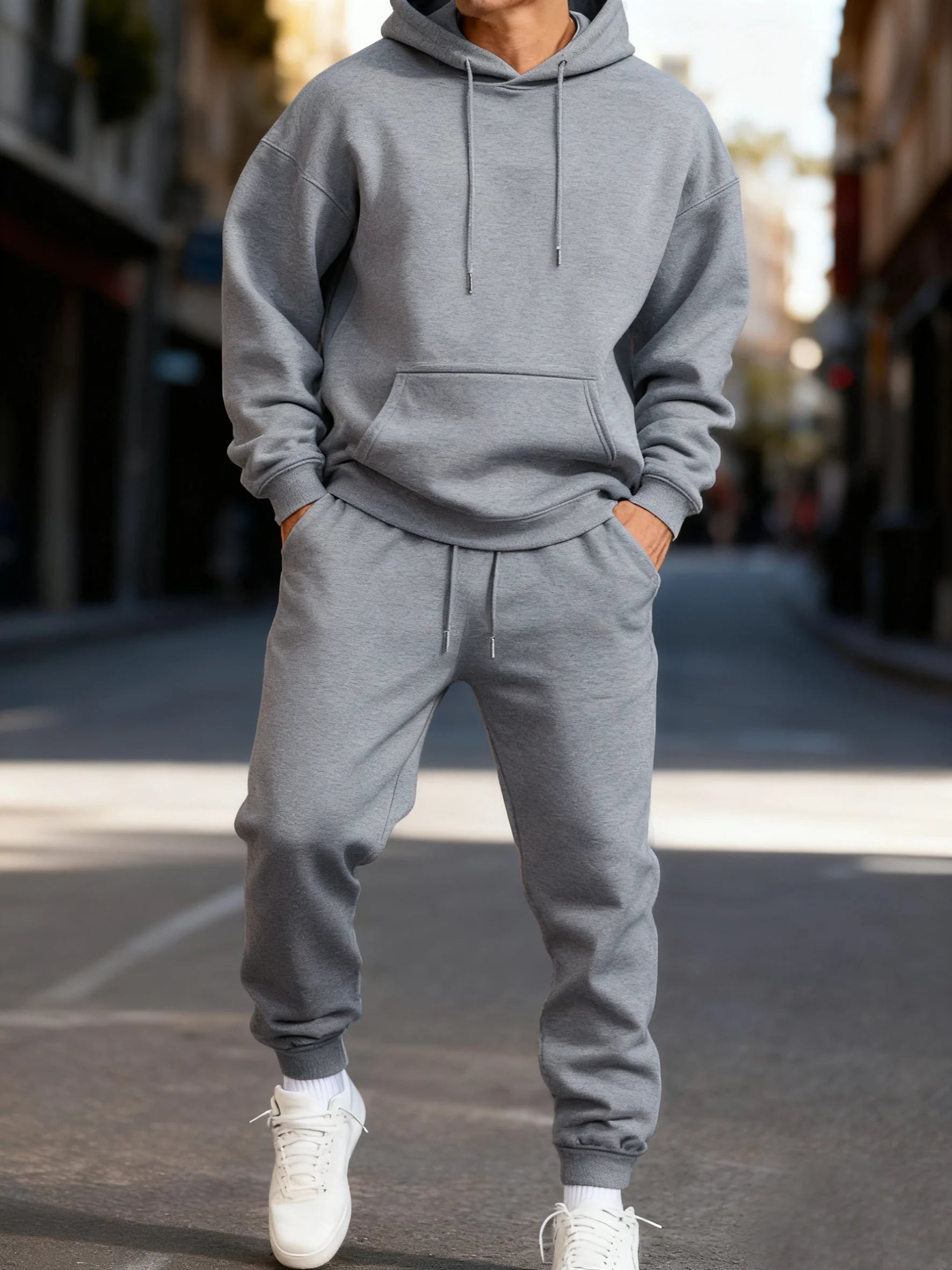 Solid Hoodies Suit Men
